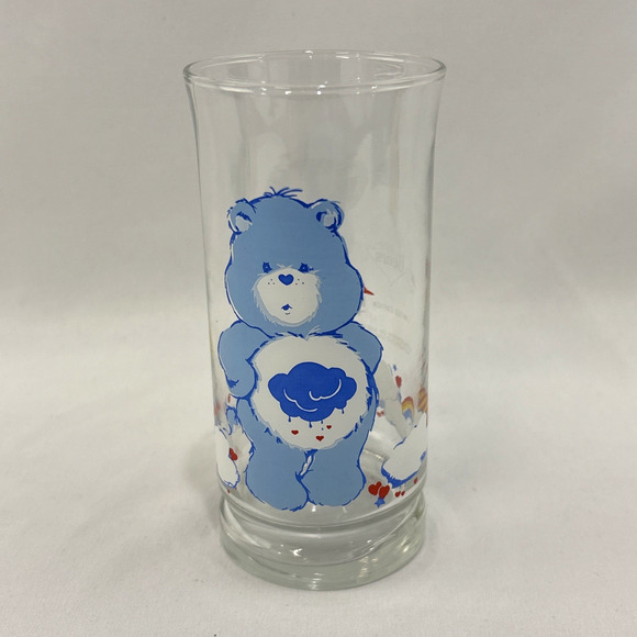 Vintage 1983 Care Bears Grumpy Bear Clear Drinking Glass Pizza Hut - Picture 1 of 7